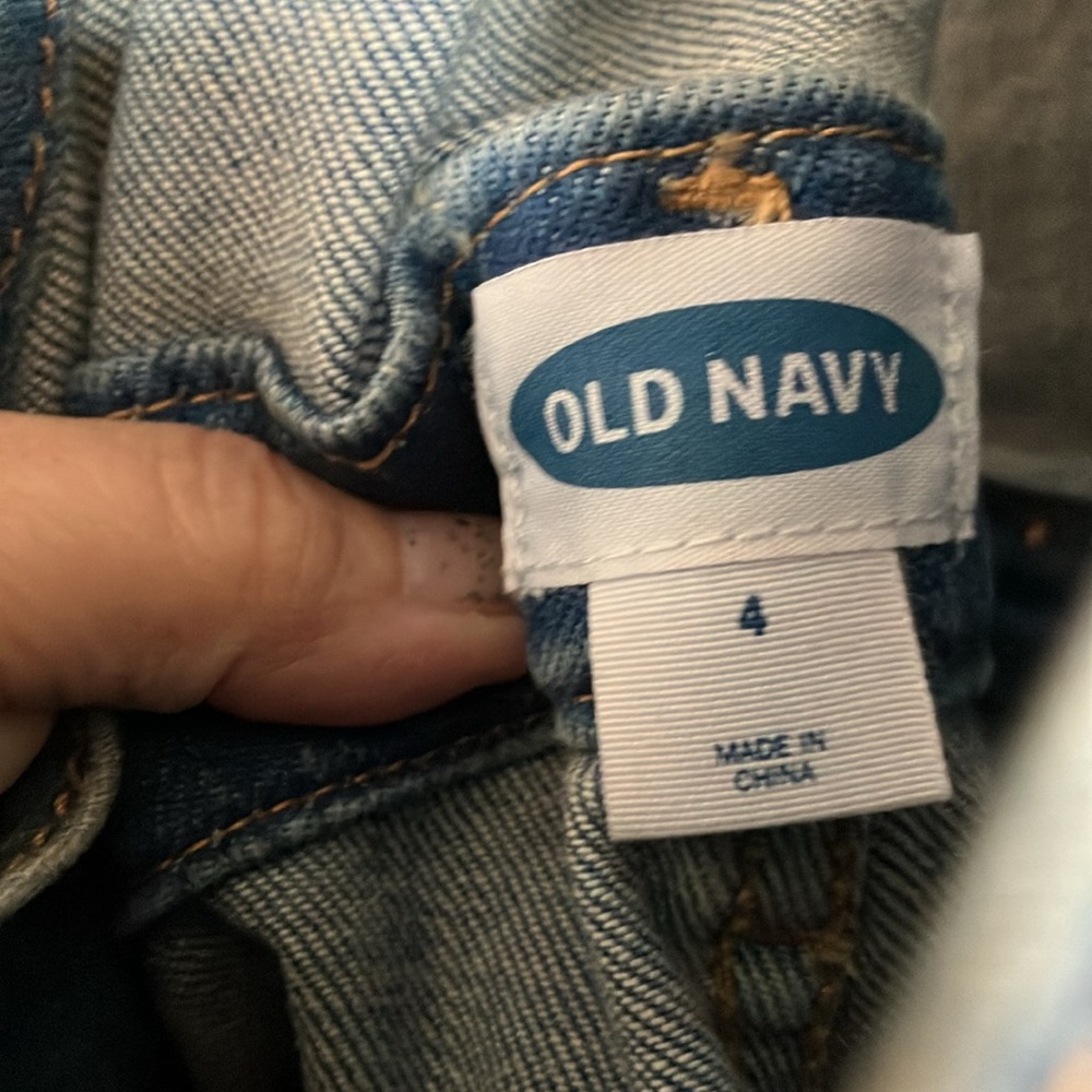Old Navy Denim Overalls Jeans Size 4- Distressed, Adjustable - Picture 5 of 5
